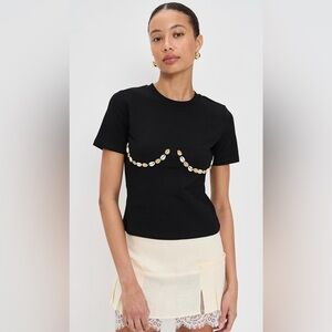 NWT Never Fully Dressed Black Top with Shell Accents